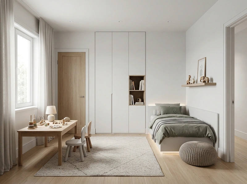 Дизайн детской в стиле Минимализм — фото интерьера от нейросети RoomGPT