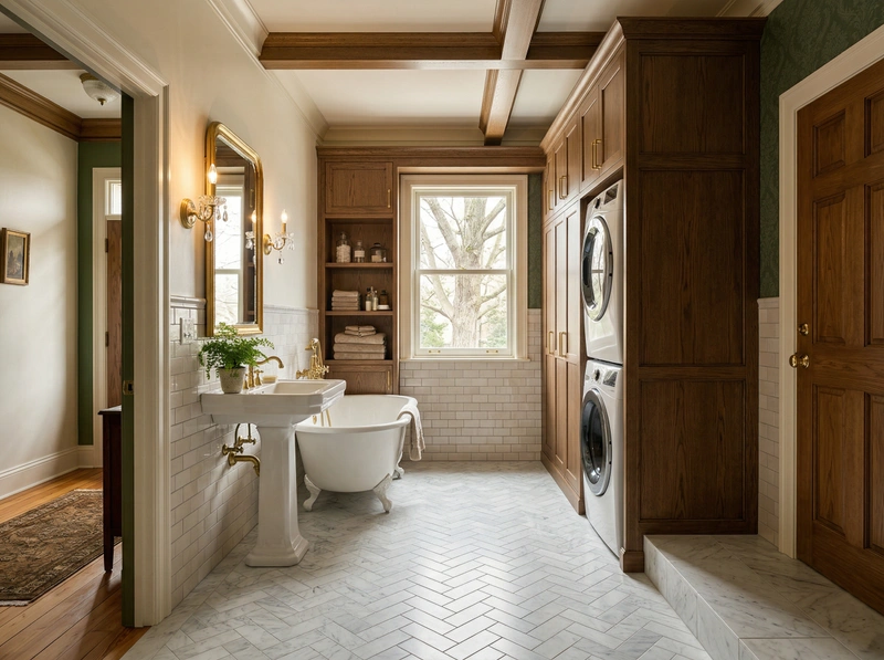 Дизайн ванной в стиле Классика — фото интерьера от нейросети RoomGPT