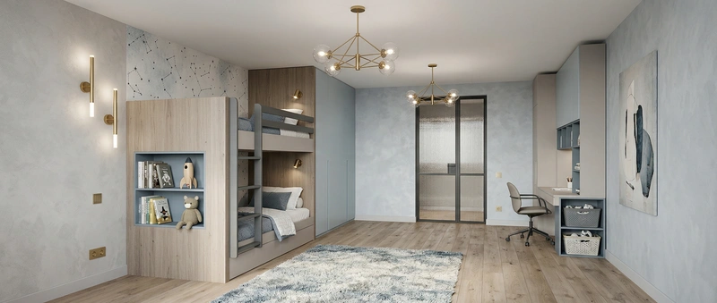 Дизайн детской в стиле Контемпорари — фото интерьера от нейросети RoomGPT