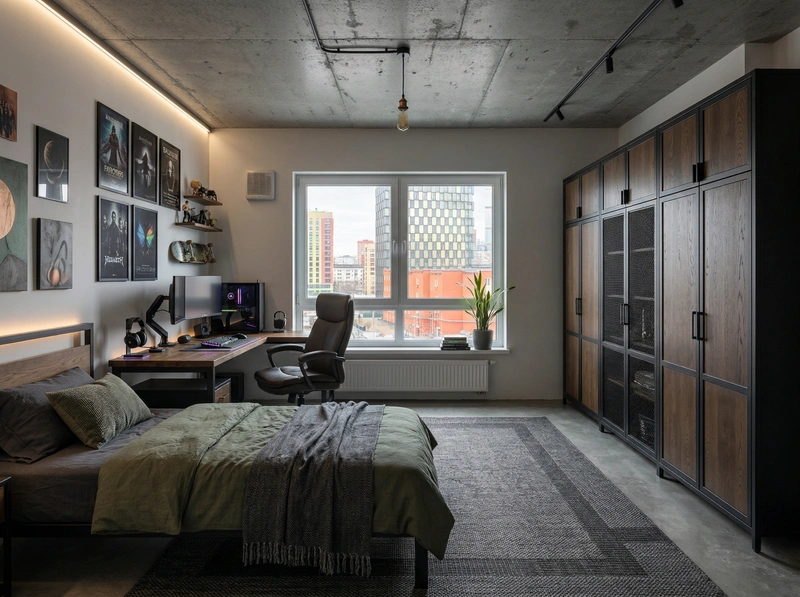 Дизайн детской в стиле Лофт — фото интерьера от нейросети RoomGPT