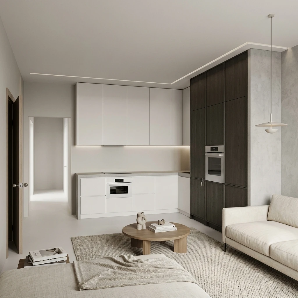 Дизайн интерьера в стиле Минимализм — Гостиная от нейросети RoomGPT