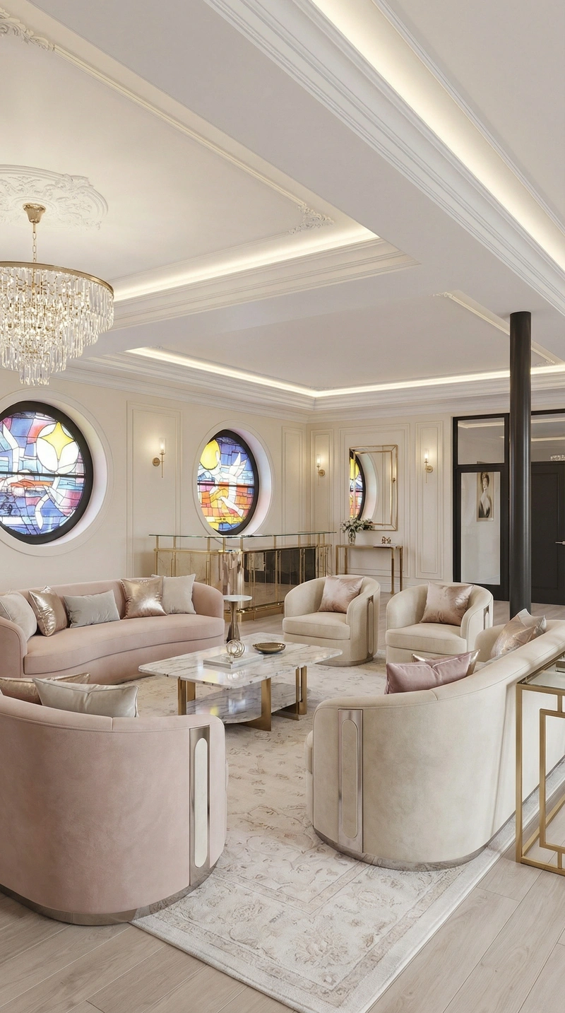 Дизайн интерьера в стиле Неоклассика — Гостиная от нейросети RoomGPT