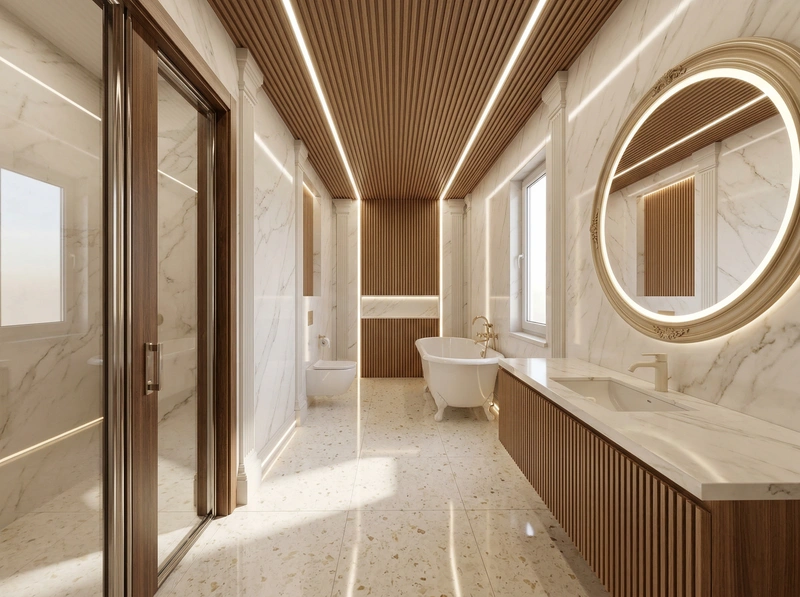 Дизайн интерьера в стиле Неоклассика — Ванная от нейросети RoomGPT