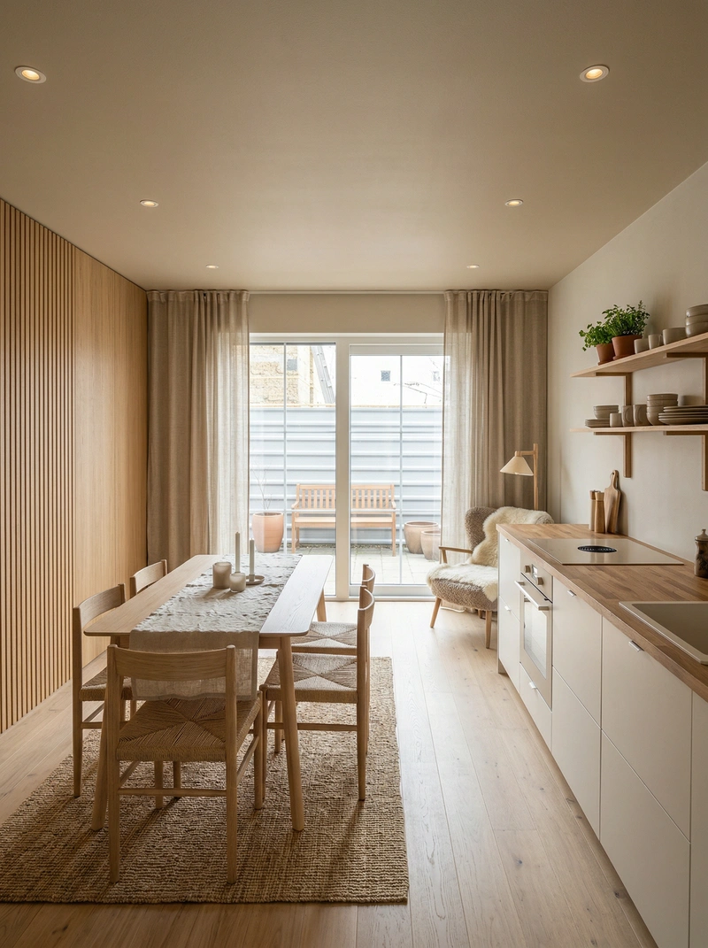 Дизайн интерьера в стиле Хюгге — Кухня от нейросети RoomGPT