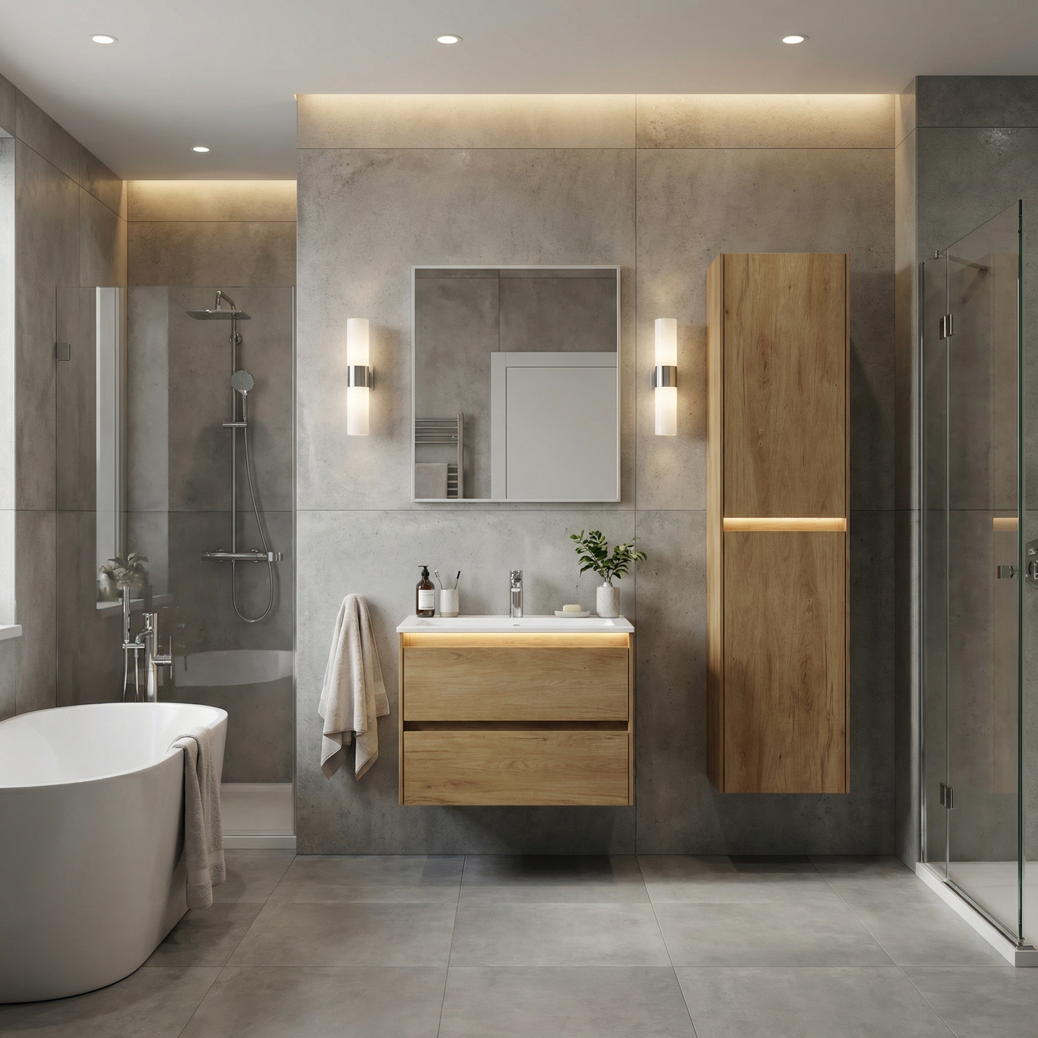 Дизайн ванной в стиле Контемпорари — фото интерьера от нейросети RoomGPT