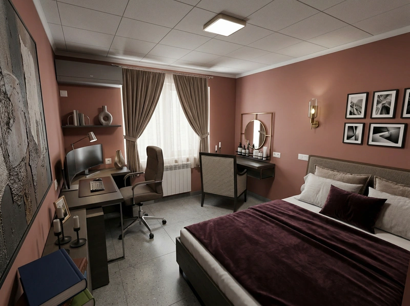 Дизайн спальни в стиле Контемпорари — фото интерьера от нейросети RoomGPT