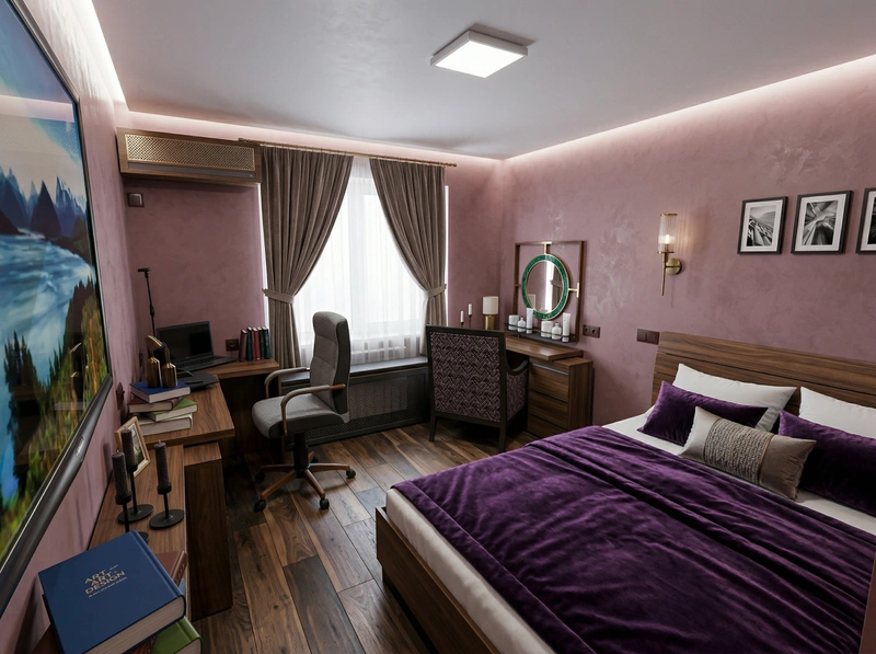 Дизайн спальни в стиле Эклектика — фото интерьера от нейросети RoomGPT