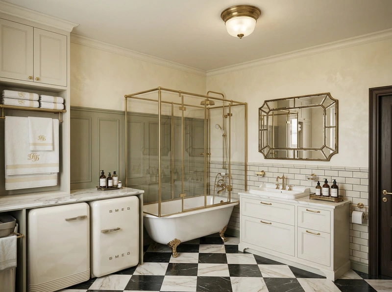 Дизайн ванной в стиле Классика — фото интерьера от нейросети RoomGPT