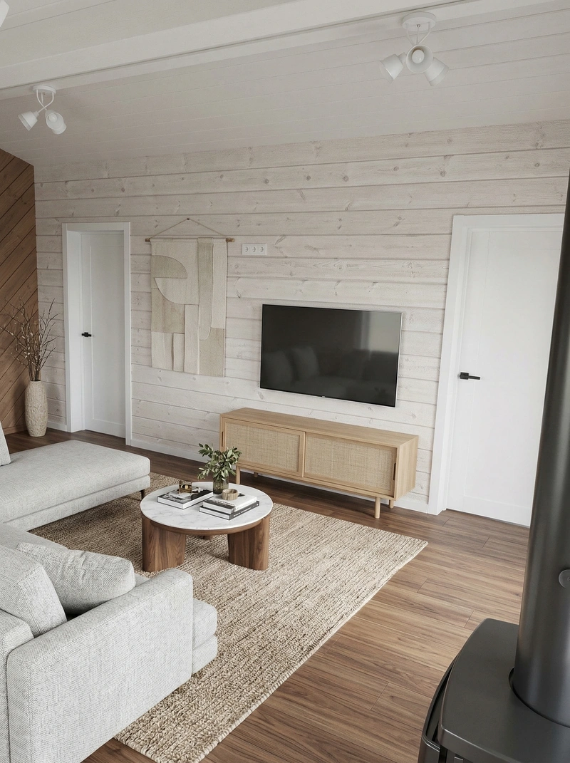 Дизайн гостиной в стиле Сканди — фото интерьера от нейросети RoomGPT