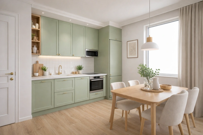 Дизайн кухни в стиле Сканди — фото интерьера от нейросети RoomGPT