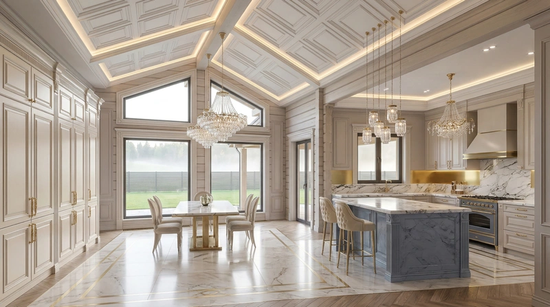 Дизайн кухни в стиле Неоклассика — фото интерьера от нейросети RoomGPT