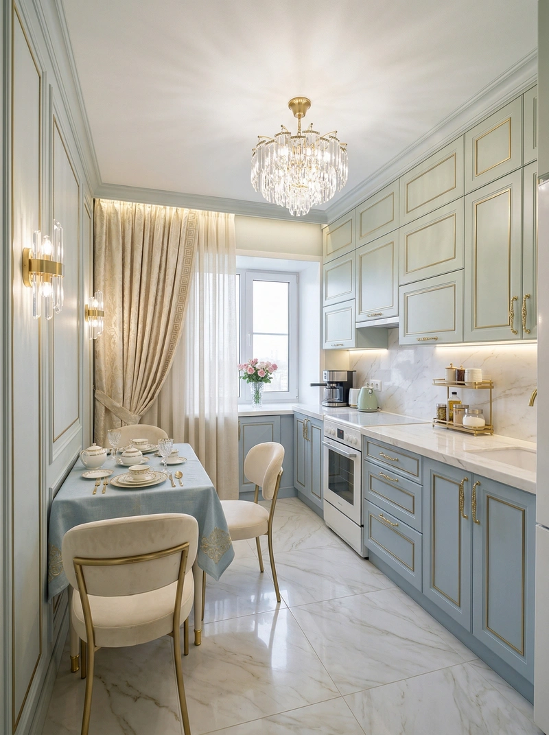 Дизайн кухни в стиле Неоклассика — фото интерьера от нейросети RoomGPT