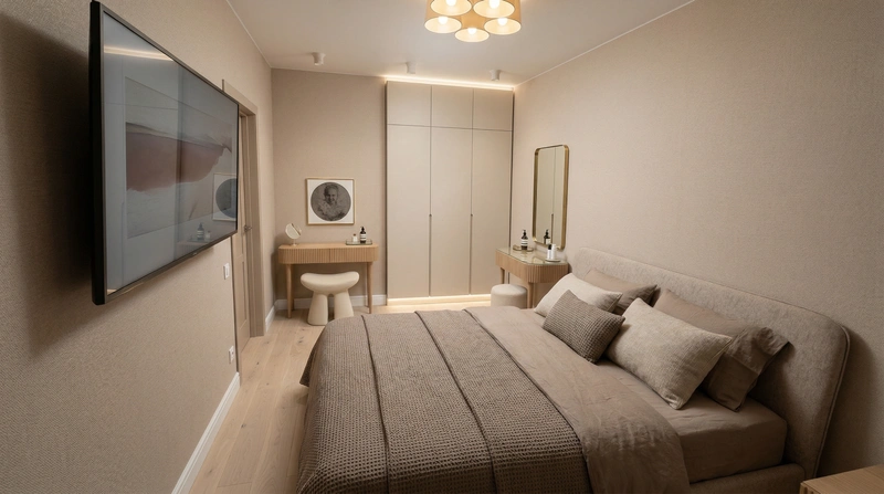 Дизайн спальни в стиле Минимализм — фото интерьера от нейросети RoomGPT