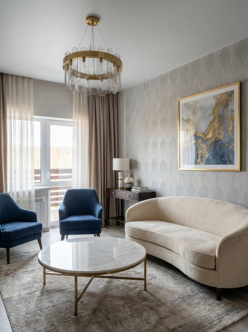 Дизайн интерьера в стиле Классика — Гостиная от нейросети RoomGPT