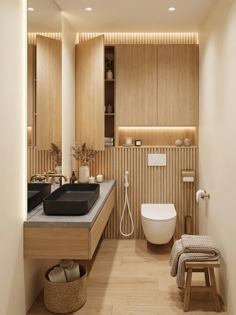 Дизайн интерьера в стиле Хюгге — Ванная от нейросети RoomGPT