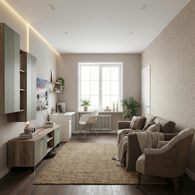 Дизайн интерьера в стиле Хюгге — Гостиная от нейросети RoomGPT