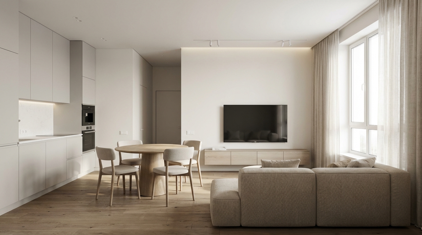 Дизайн гостиной в стиле Минимализм — фото интерьера от нейросети RoomGPT