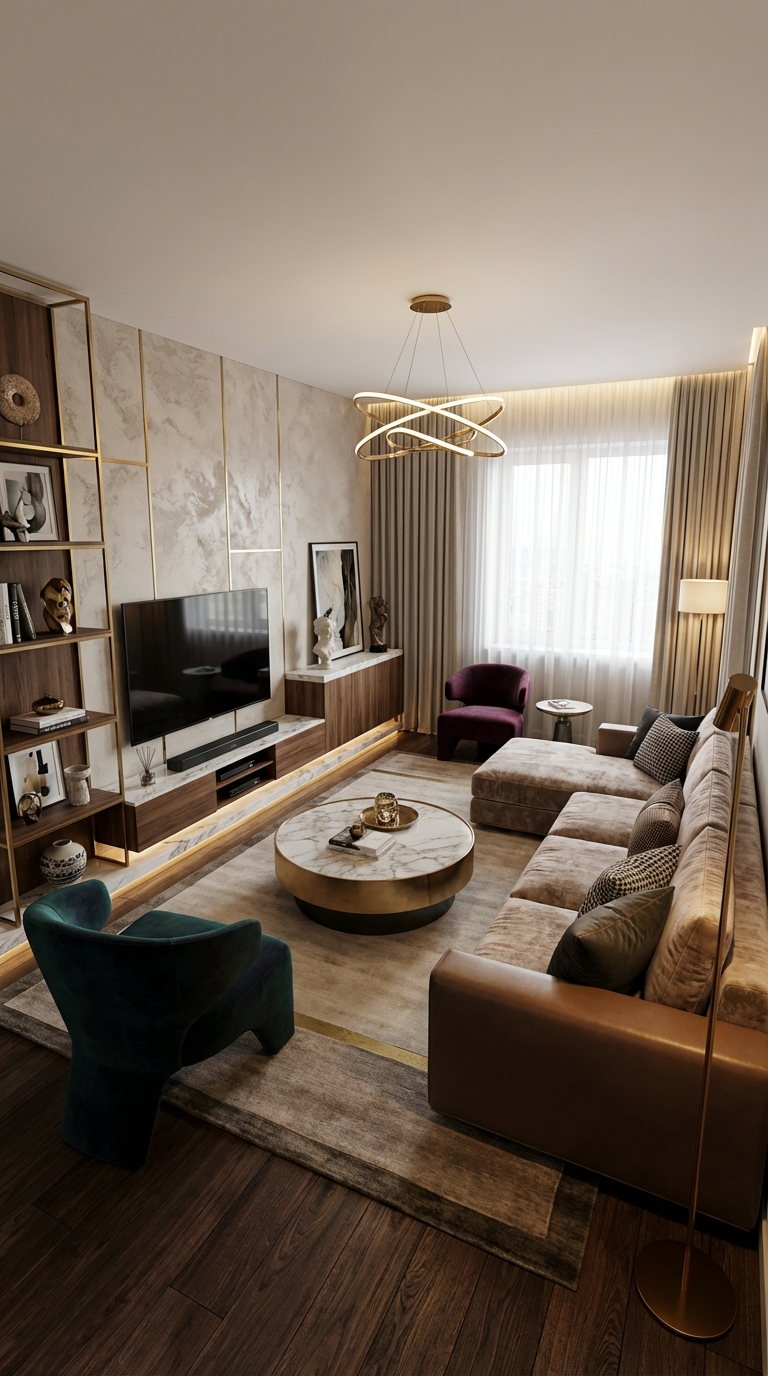 Дизайн гостиной в стиле Эклектика — фото интерьера от нейросети RoomGPT