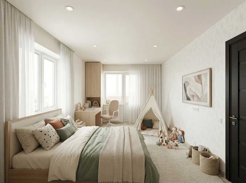 Дизайн детской в стиле Хюгге — фото интерьера от нейросети RoomGPT