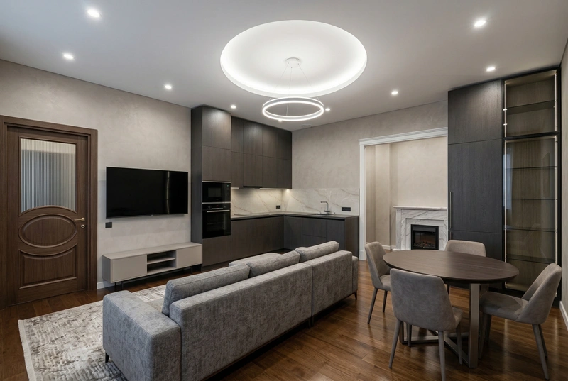 Дизайн гостиной в стиле Контемпорари — фото интерьера от нейросети RoomGPT