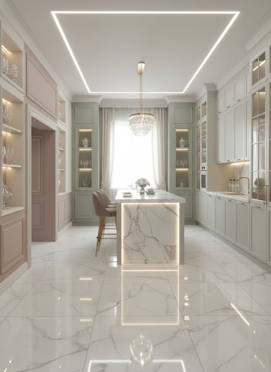 Дизайн кухни в стиле Классика — фото интерьера от нейросети RoomGPT