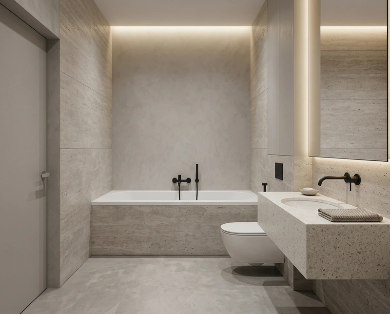 Дизайн ванной в стиле Минимализм — фото интерьера от нейросети RoomGPT