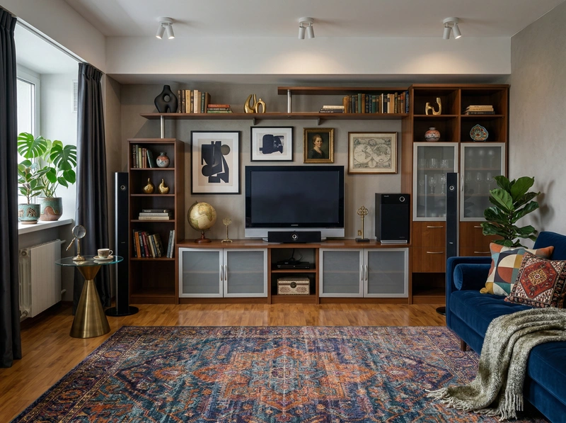 Дизайн гостиной в стиле Эклектика — фото интерьера от нейросети RoomGPT