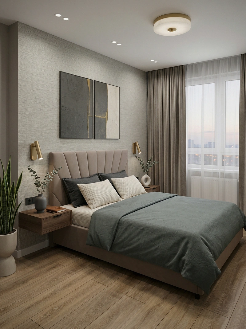 Дизайн спальни в стиле Минимализм — фото интерьера от нейросети RoomGPT