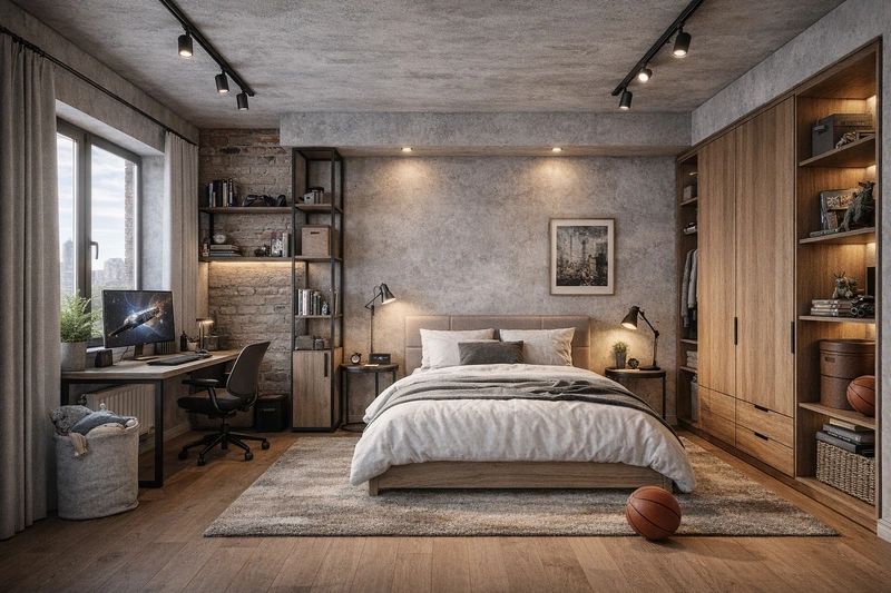 Дизайн интерьера в стиле Лофт — Детская от нейросети RoomGPT