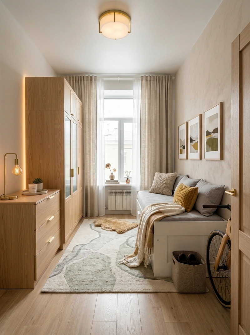 Дизайн спальни в стиле Хюгге — фото интерьера от нейросети RoomGPT