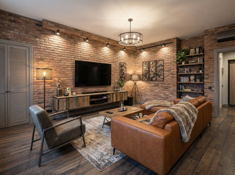 Дизайн интерьера в стиле Лофт — Гостиная от нейросети RoomGPT