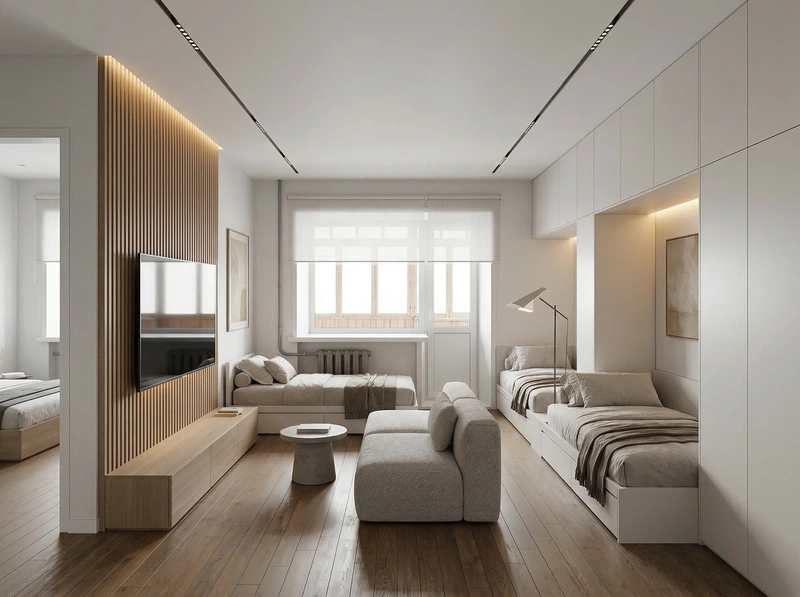 Дизайн интерьера в стиле Минимализм — Гостиная от нейросети RoomGPT