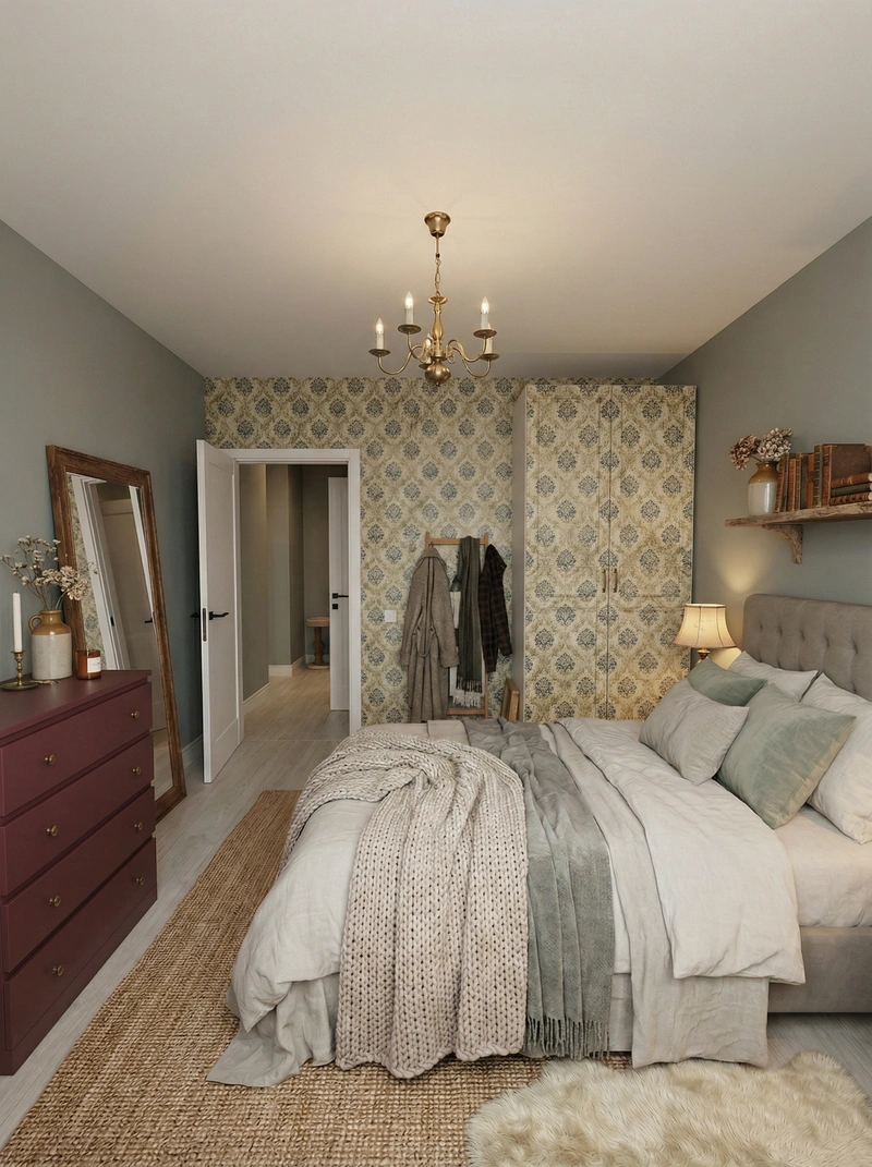 Дизайн интерьера в стиле Контемпорари — Спальня от нейросети RoomGPT