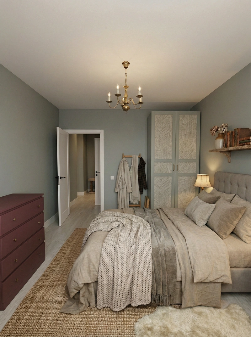 Дизайн спальни в стиле Japandi — фото интерьера от нейросети RoomGPT