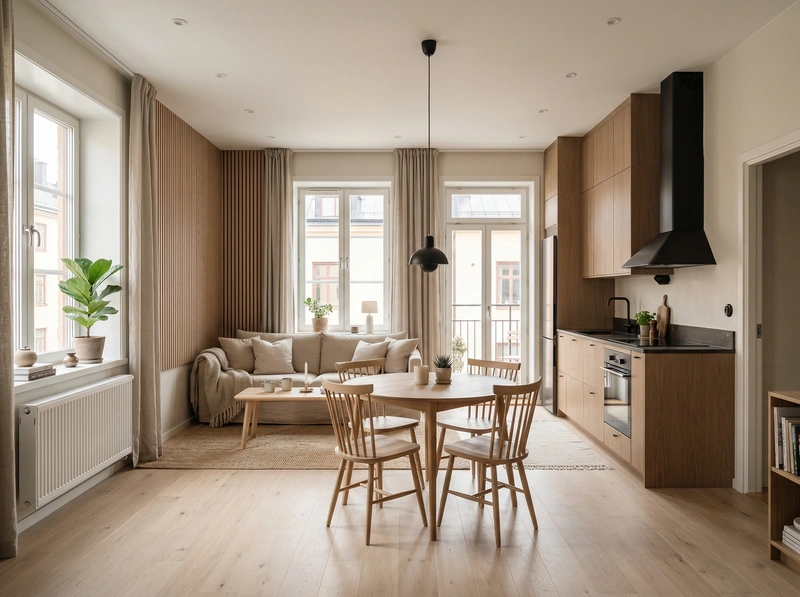 Дизайн интерьера в стиле Хюгге — Кухня от нейросети RoomGPT