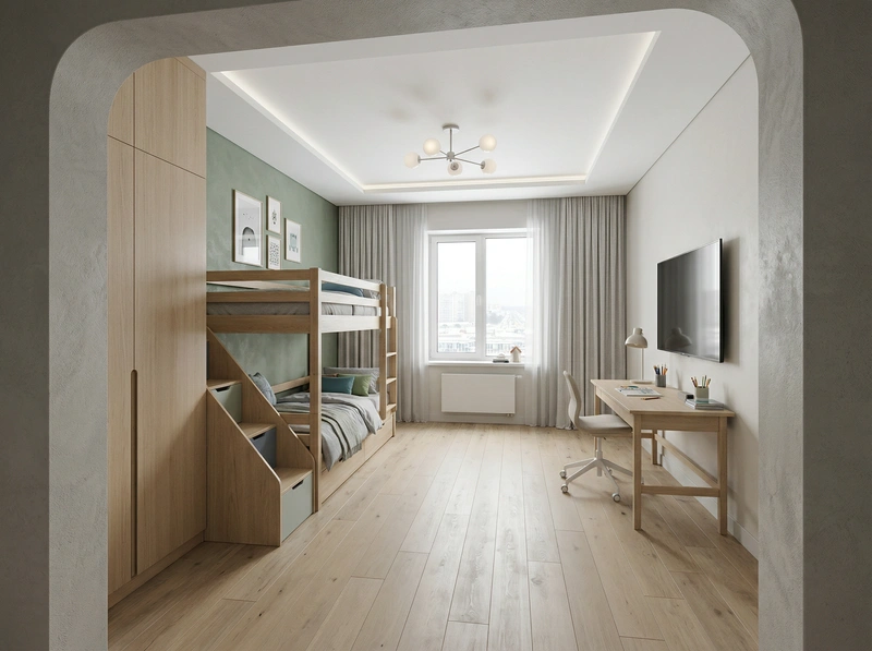 Дизайн интерьера в стиле Сканди — Спальня от нейросети RoomGPT