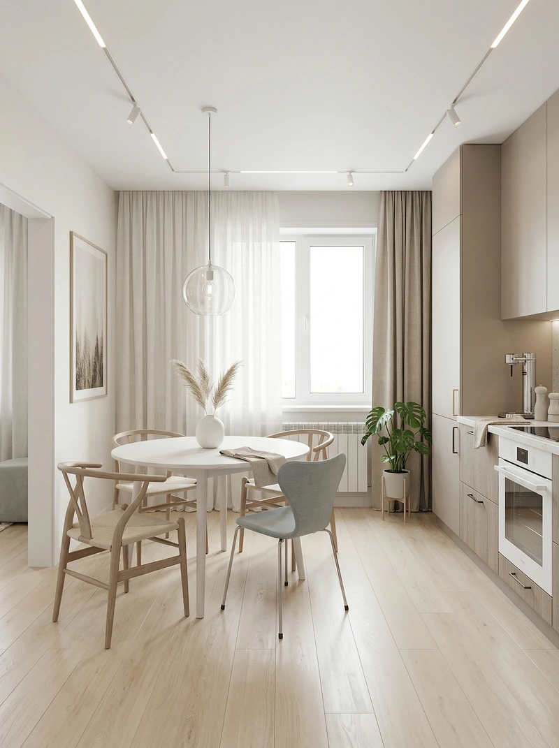 Дизайн кухни в стиле Сканди — фото интерьера от нейросети RoomGPT