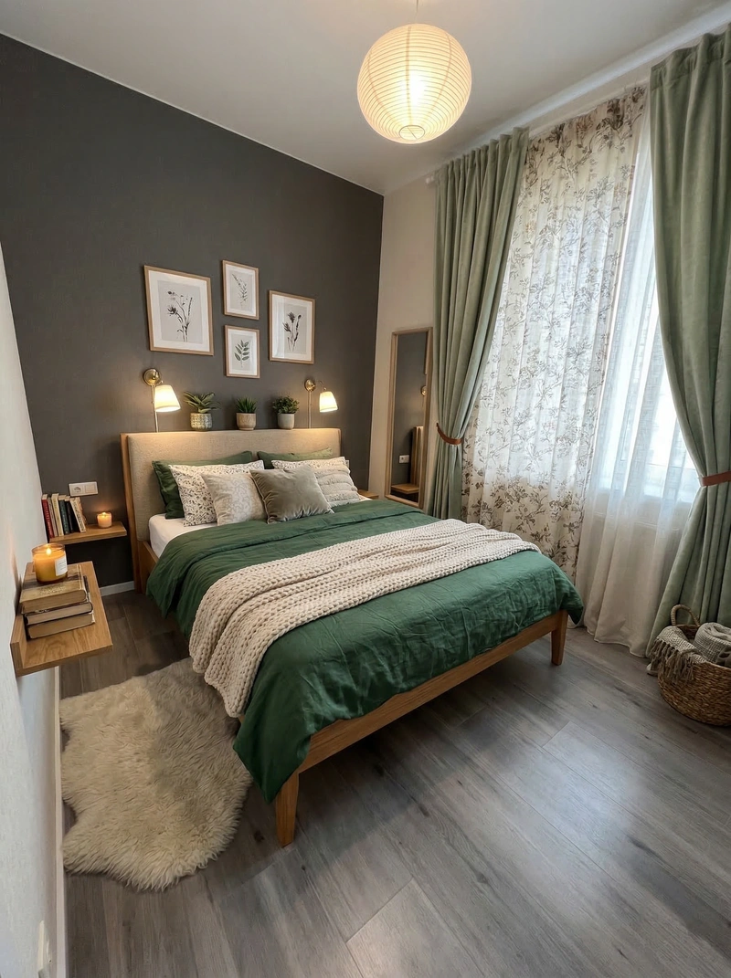 Дизайн спальни в стиле Хюгге — фото интерьера от нейросети RoomGPT