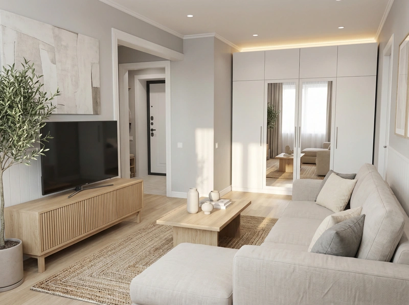 Дизайн интерьера в стиле Сканди — Гостиная от нейросети RoomGPT