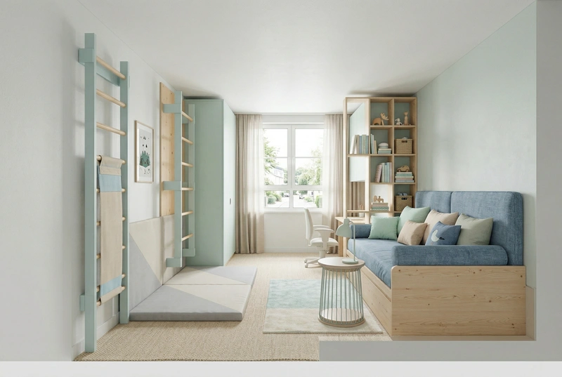 Дизайн детской в стиле Сканди — фото интерьера от нейросети RoomGPT