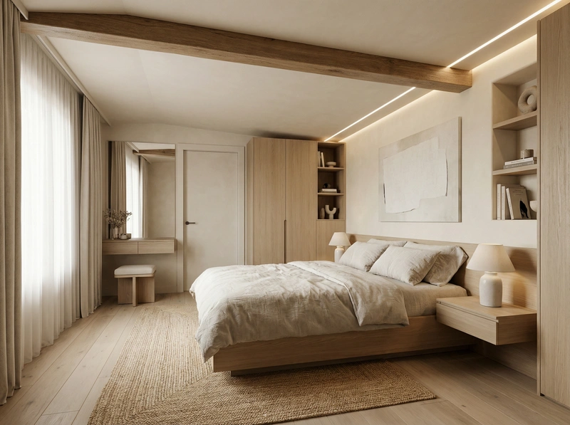 Дизайн спальни в стиле Минимализм — фото интерьера от нейросети RoomGPT