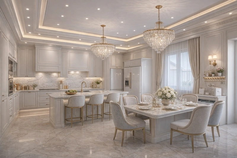 Дизайн кухни в стиле Неоклассика — фото интерьера от нейросети RoomGPT