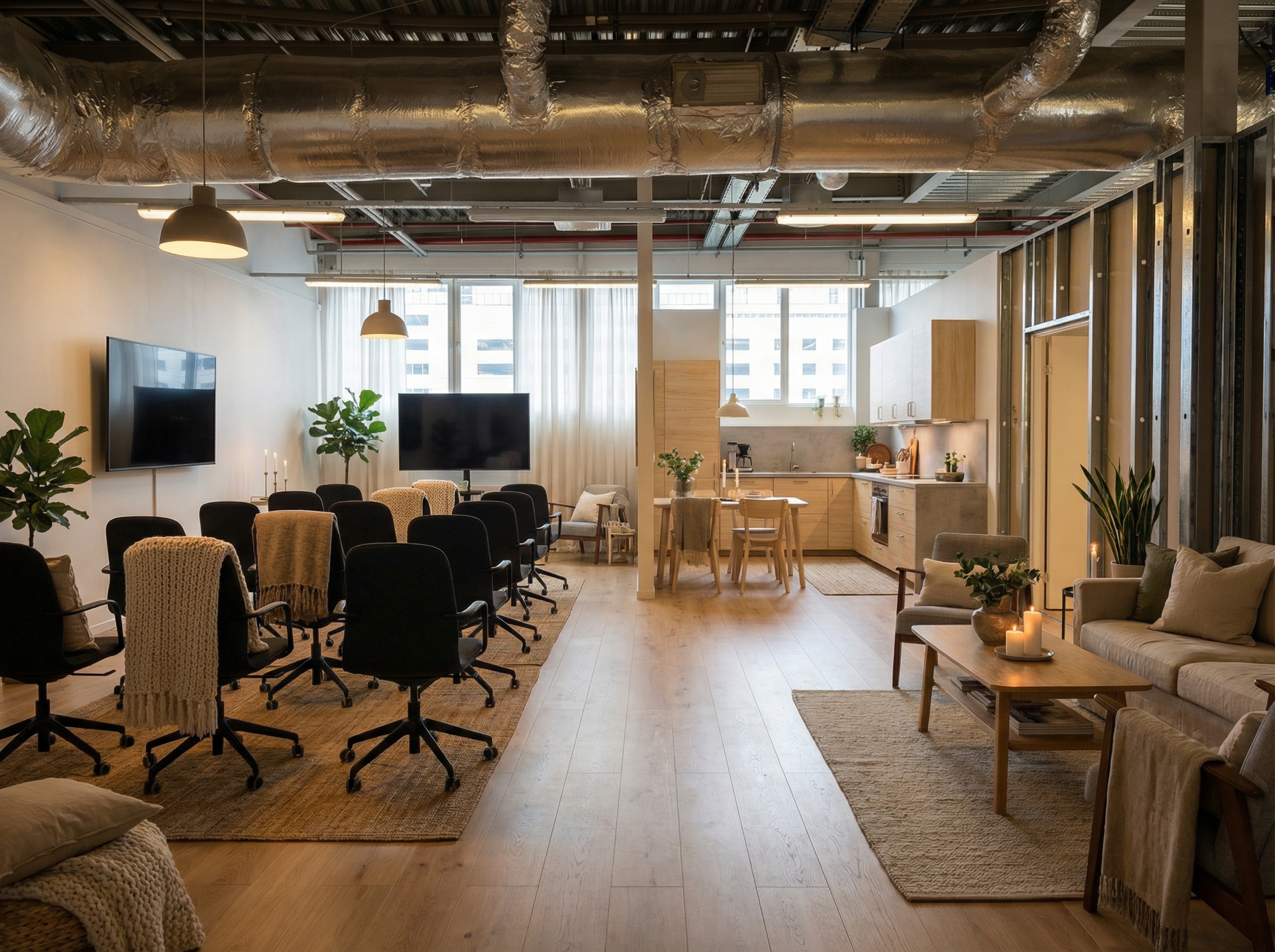 Дизайн гостиной в стиле Хюгге — фото интерьера от нейросети RoomGPT