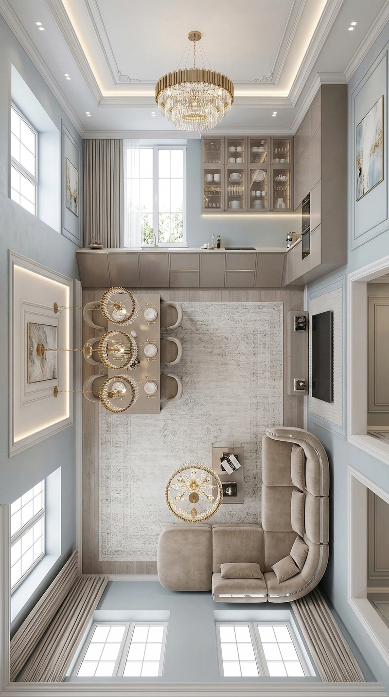 Дизайн гостиной в стиле Неоклассика — фото интерьера от нейросети RoomGPT