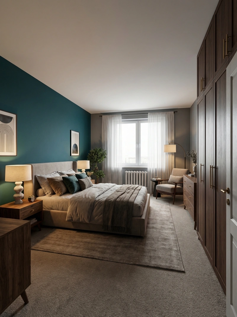 Дизайн интерьера в стиле Эклектика — Спальня от нейросети RoomGPT