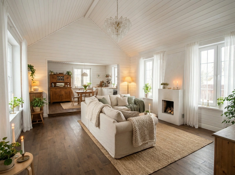 Дизайн интерьера в стиле Хюгге — Гостиная от нейросети RoomGPT