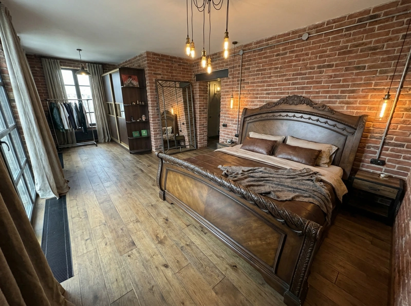 Дизайн интерьера в стиле Лофт — Спальня от нейросети RoomGPT