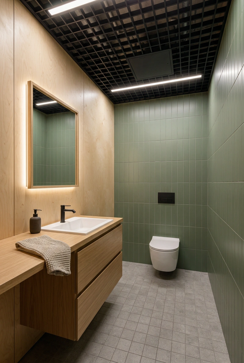 Дизайн ванной в стиле Japandi — фото интерьера от нейросети RoomGPT