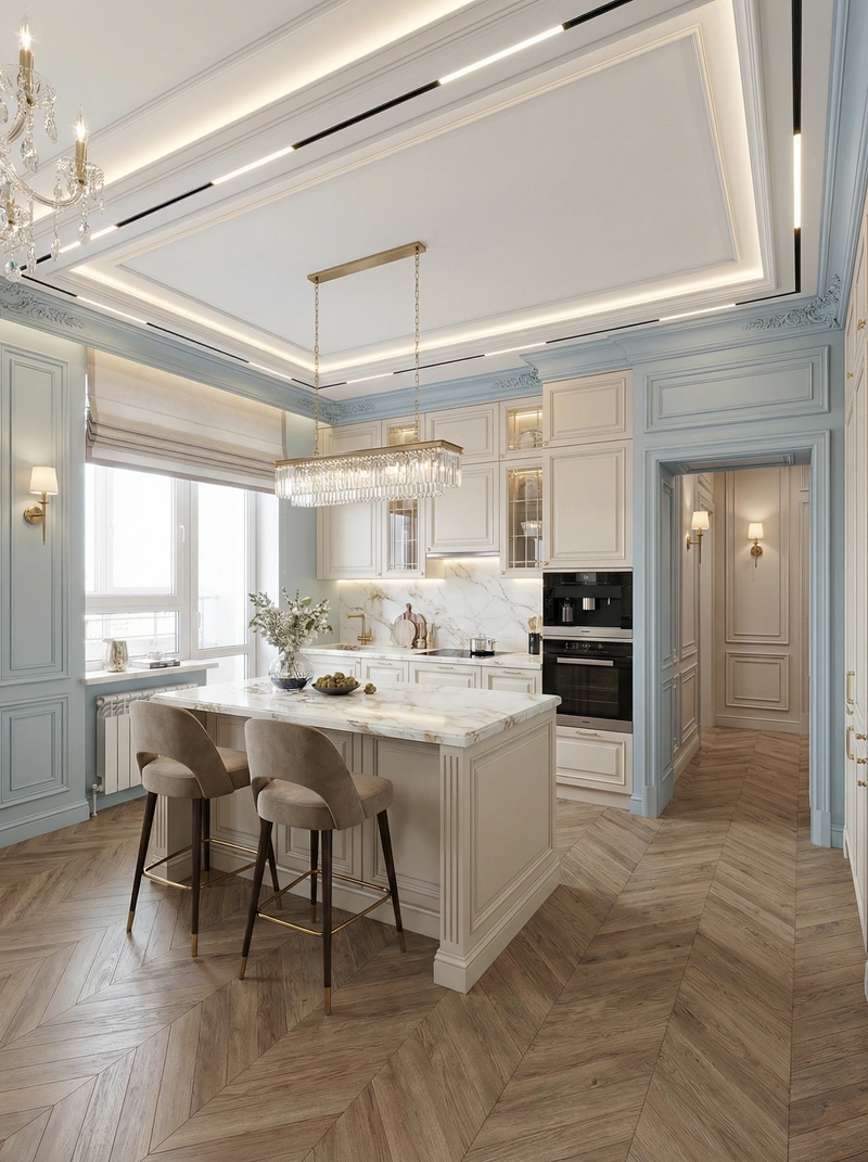 Дизайн интерьера в стиле Классика — Кухня от нейросети RoomGPT