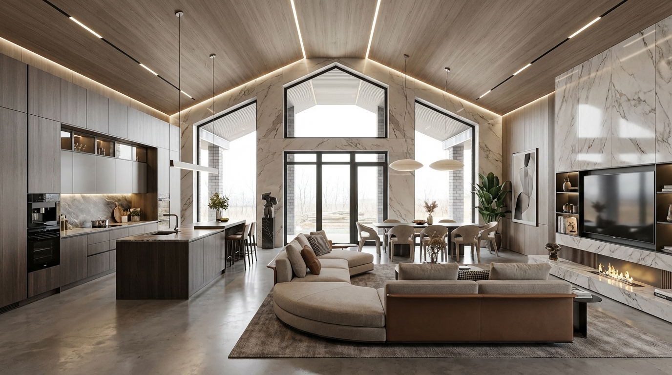 Дизайн гостиной в стиле Контемпорари — фото интерьера от нейросети RoomGPT